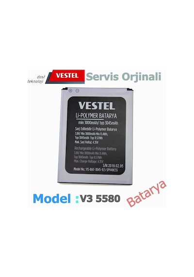 Vestel Uyumlu V3 5580 Batarya 3045Mah Vakumluin