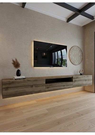 Resital Ledli Duvara Monte Tv Sehpası - Ceviz - W6016-2 Ceviz