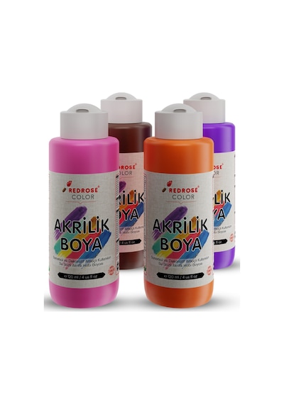 Red Rose Ara Renkler Akrilik Boya 4'lü Set 4 x 120 ML