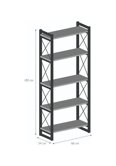 Moderno Kitaplık 5 Raflı Ceviz