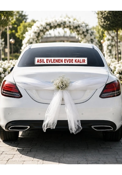 Asıl Evlenen Evde Kalır Araba Arkası Yazısı 100 15 Cm Beyaz
