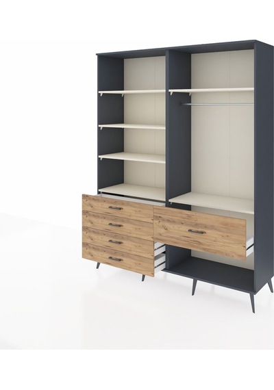 Hyperion Gardrop 6 Raflı 5 Çekmeceli Tek Askılı 176x44x221 Antrasit-aytaşı/çam Aytaşı/çam Hyperion Gardrop 6 Raflı 5 Çekmeceli Tek Askılı 176x44x221 Antrasit-aytaşı/çam Aytaşı/çam