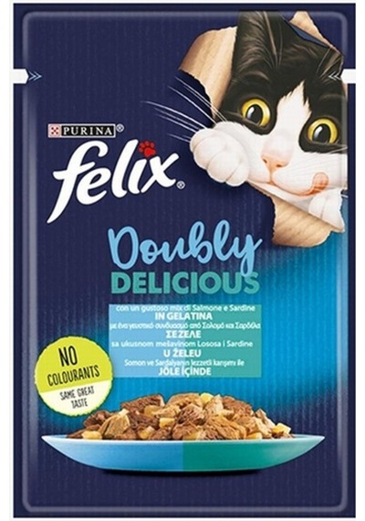 Felix Pouch Çifte Lezzet Somonlu Ve Sardalyalı Yetişkin Kedi Konservesi 6 Adet 85 Gr