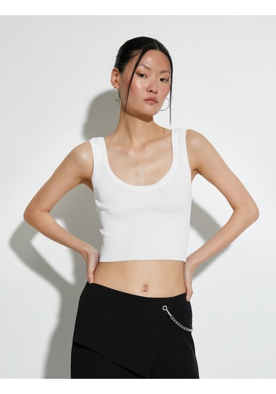 Koton Crop Atlet Kalın Askılı U Yaka Fitilli Beyaz 4sak30047ht 4SAK30047HT000 Beyaz