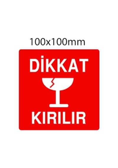 Kırmızı Dikkat Kırılır Etiketi 10X10 CM 500'Lü Sarım