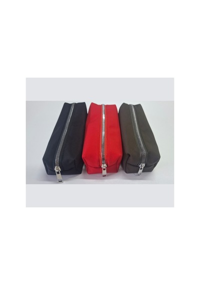 Kalemlik 3lü Set/paket Organizer Makyaj Çok Amaçlı Pinterest Okula Dönüş Çantası Tek Bölmeli Siyah+kırmızı+haki