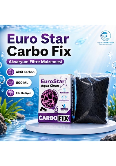 Euro Star - Carbo Fix - Akvaryum Filtre Malzemesi - Aktif Karbon - Üstün Temizlik Gücü - 500 Ml - File Hediyeli