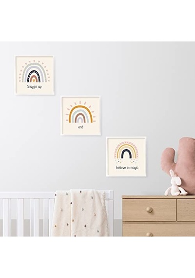 Odasına Özel Minimal Gökkuşağı Tasarımlı Çerçeve - 20x20 Cm Yeniden Kullanılabilir Yapışkanlı