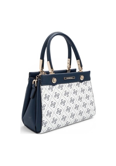 Silver & Polo Silver Polo Beyaz - Lacivert Monogram Kadın El Çantası Sp1292