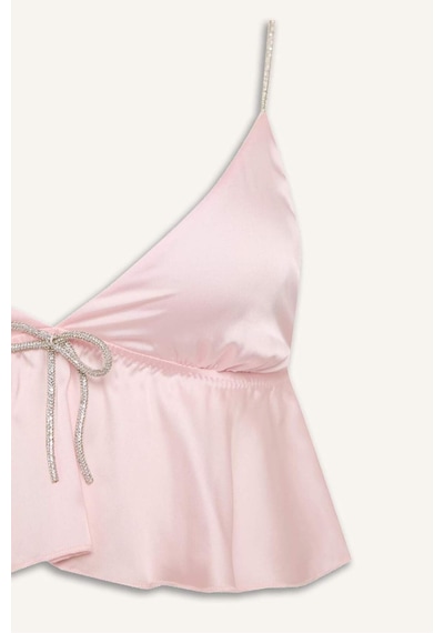 Defacto Regular Fıt Askılı Saten Pijama Üst G1175ax26sppn648 Pembe-pn648