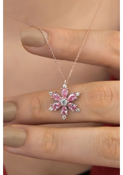 Ervanur Rose Altın Kaplama Zirkon Taşlı Kamelya Çiçeği Kadın Kolye 487146039