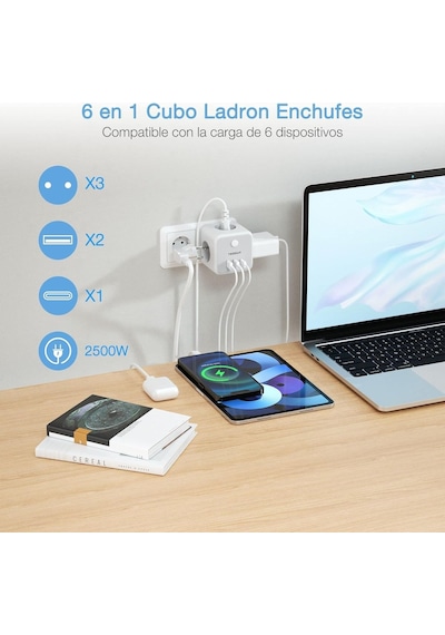 Tessan Enchufe 2 Port Usb C, 6 Ve 1 Cubo Cargador Ladron Enchufes Triple Con 1 Tipo C, Enchufe Multiple Pared Con Switch 0 Tessan Enchufe 2 Port Usb C, 6 Ve 1 Cubo Cargador Ladron Enchufes Triple Con 1 Tipo C, Enchufe Multiple Pared Con Switch 0