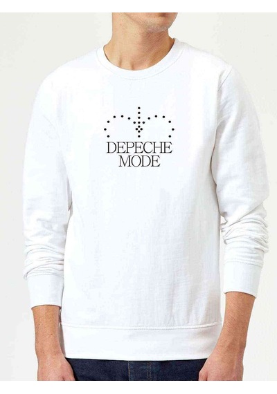 Depeche Mode Baskılı Beyaz Erkek Örme Sweatshirt (530958874)