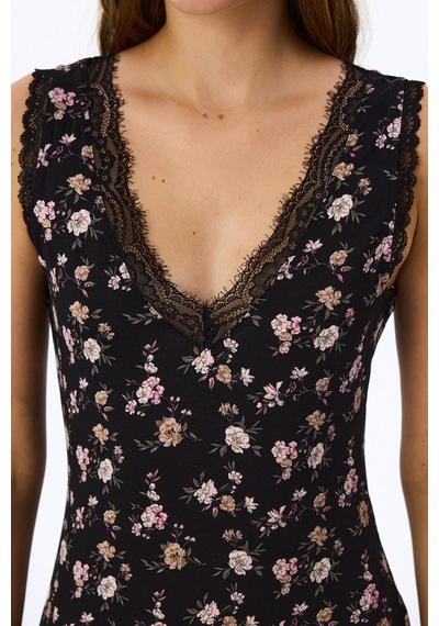 Penti Siyah Floral Dream Gecelik
