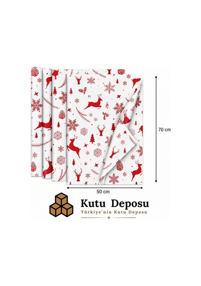 50x70 Cm Beyaz Yeni Yıl Desenli Pelur Kağıt 1kg