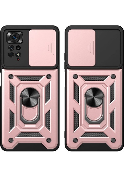 Xiaomi Redmi Note 11 Pro 4g Kılıf Magnetik Standlı Kamera Korumalı Zore Sürgülü Vega Kapak Mavi