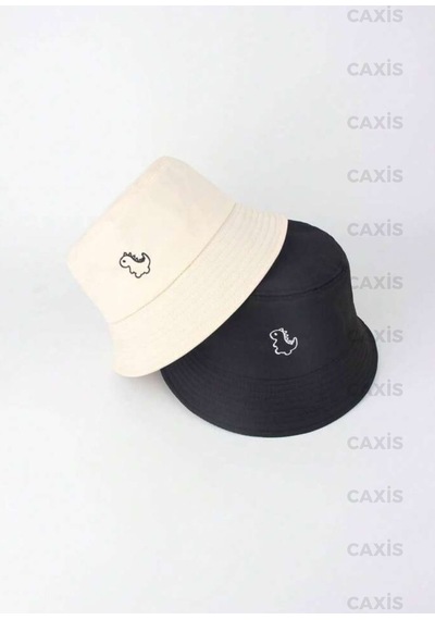 Caxis Yazlık 2'li Takım Bucket Dinozor Baskılı Kova Şapka 56-58 Cm Krem - Siyah