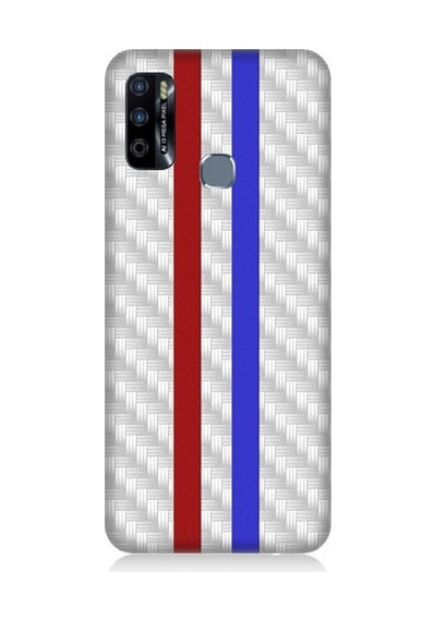 Infinix Hot 9 Uyumlu Bordo Mavi Metal Desen Desenli Silikon Kılıf