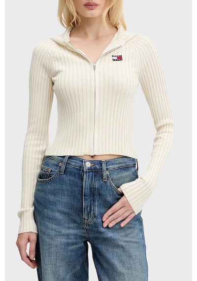 Tommy Jeans Logolu Slim Fit Kapüşonlu Ribana Örgülü Crop Sweat Kadın Kazak Dw0dw20974 Ybh Beyaz Tommy Jeans Logolu Slim Fit Kapüşonlu Ribana Örgülü Crop Sweat Kadın Kazak Dw0dw20974 Ybh Beyaz