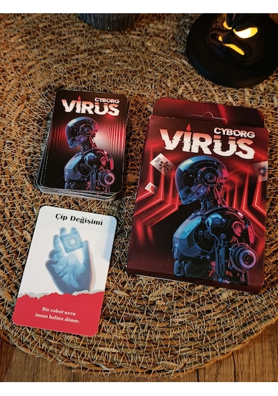 Virüs Cyborg Strateji Oyun Kartları - Kese Hediyeli 50 Kart
