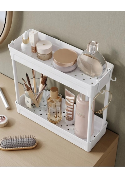Rafata Çok Amaçlı 2 Katlı Evye Altı Düzenleyici Askılı Banyo Dolap İçi Organizeri Rafı Standı Plasti Diğer