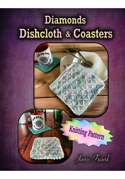Knitted Diamonds Dishcloth And Coasters