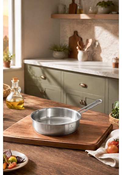 Emsan Grace İndüksiyon Tabanlı Çelik Tava 14 Cm Gümüş