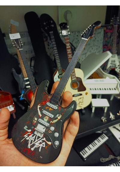 Slayer Rock Müzik Grubu Elektro Gitar El Yapımı Ahşap Minyatür He