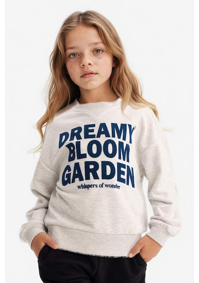 Defacto Kız Çocuk Relax Fit Bisiklet Yaka Baskılı Sweatshirt G3801a825wngr85 Gri-gr85