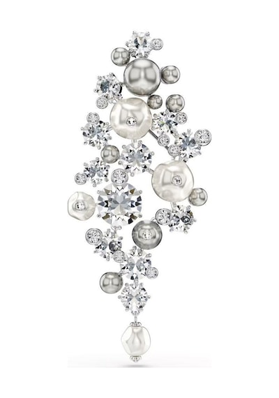 5722516 Constella Brooch,crystal Pearl, Round Cut, White, Rhodium Plated Metalik
