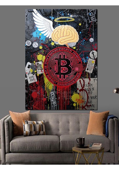 Ahşap Tablo Bitcoin Logo Ve Afiş