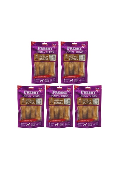 Orta Boy Natürel Dental Pres Kemik - 10 Santim 4 İnç - 20'li Paket - Toplam 725 Gram