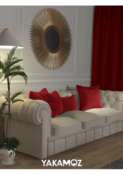 Br Yakamoz Kırmızı Renk Kırlent , Yastık Kılıfı Kadife Görünümlü Velvet Touch Serisi Kırmızı