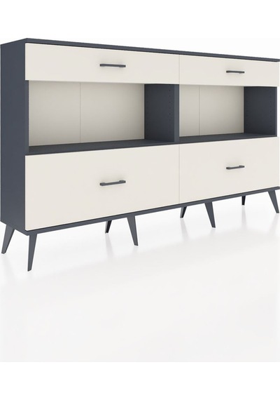 Arges Konsol 2 Raflı 4 Çekmeceli 176x30x99 Antrasit-antrasit/ayt Antrasit-antrasit/aytaşı