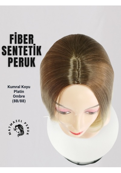 Küt Model Fiber Sentetik Peruk Kumral Koyu Platin Ombre No-8B-88