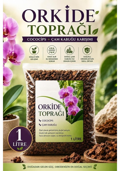 1 Litre - Orkide Toprağı - Cococips Ve Çam Kabuğu Karışımı Profesyonel Orkide Toprak Karışımı 0