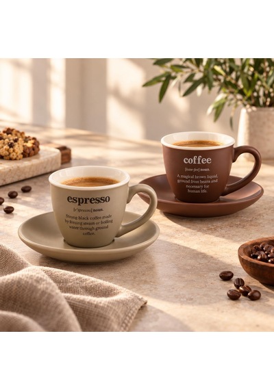 Earth 2'li 90 Cc Porselen Espresso Kahve Fincan Takımı Asorti Set Diğer