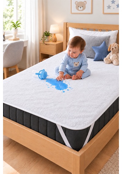 Sıvı Su Geçirmez %100 Pamuklu Ped Köşe Lastikli Alez Bebek Yatak Koruyucu Park Beşik Kreş Anaokulu 80x160