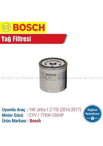 Vw Jetta 1.2 Tsı Bosch Yağ Filtresi 2015-2017 Cyv