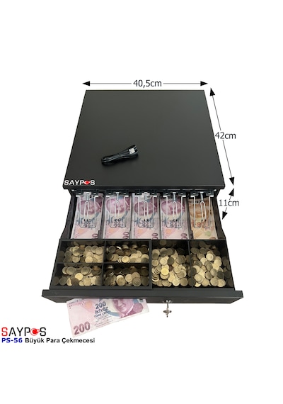 5 Geniş Kağıt Para Gözlü İngenico İde280-move5000f-iwe280 Yazarkasa Pos Para Çekmecesi 40,5x42x11cm