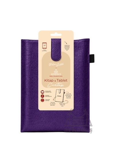 Yeni Nesil Kitap Ve Tablet Çantası - Özel Deri Dokulu Mor Ephesus Yayınları