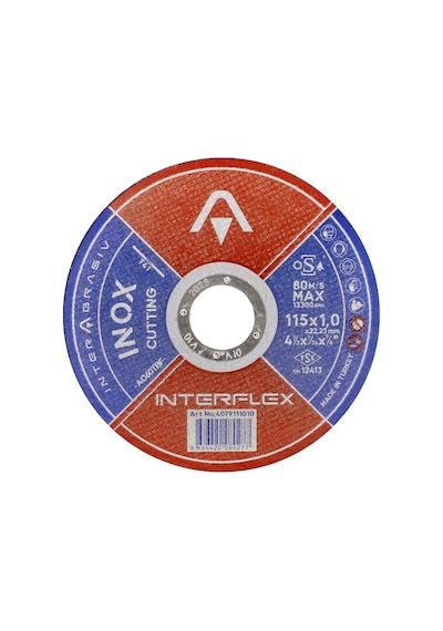 Interflex Inox Metal Kesici Taş Disk 115X1.0X22.23 Mm 10 Adet N11.378