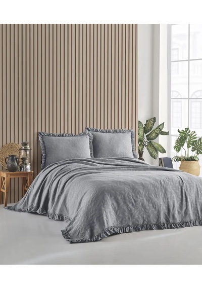 Şaheser Home Collection Yatak Örtüsü Çift Kişilik İlda Gri Renkli