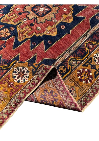El Dokuma Antika 140 Yaşında Zile Halısı 130x230 Kök Boya Başyapıt Halı Kiremit