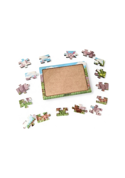Gergedanlar 16 Parça Eğitici Ve Öğretici Ahşap Çocuk Puzzle & Yapboz Bebek Çocuk Oyuncak