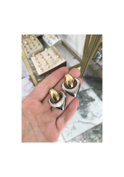 Çift Renkli Bombeli Kalp Küpe Çok Renkli
