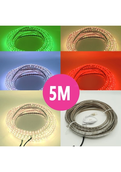 Sunlight Hortum Şerit Led Işık 3 Çip Fişli 5 Metr 220V Tak Kullan