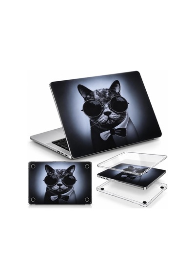 Macbook Pro 13 İnç Kristal Parlak Şeffaf Sert Kılıf Hard Case A2338 M1 M2 A2251 A2289 Uyumlu + Kedi Desenli 3m Sticker + Şeffaf Klavye Koruyucu 3'lü Set Siyah Belirtilmemiş