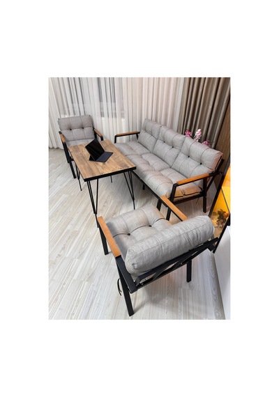 Houseart Açelya Balkon, Bahçe, Cafe - Salon - Metal Kanepe Koltuk Takımı 3+1+1 + Masa Açık Gri Houseart Açelya Balkon, Bahçe, Cafe - Salon - Metal Kanepe Koltuk Takımı 3+1+1 + Masa Açık Gri