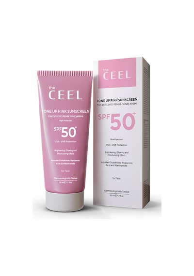 The Ceel Leke Karşıtı Ton Eşitleyen Spf 50+ Pembe Renkli Güneş Kremi | Glutatyon, Hyaluronik Asit 50 ml